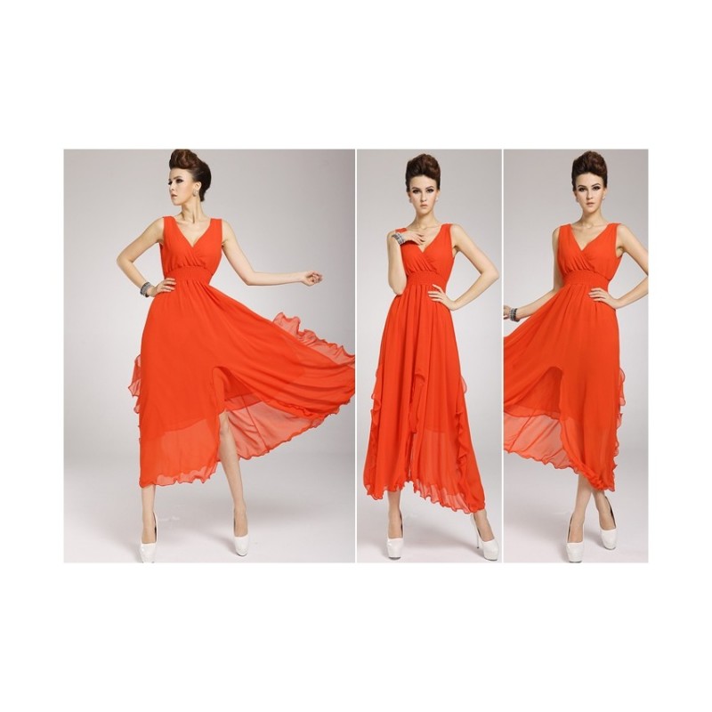 WD21363 Elegant Chiffon Dress Red