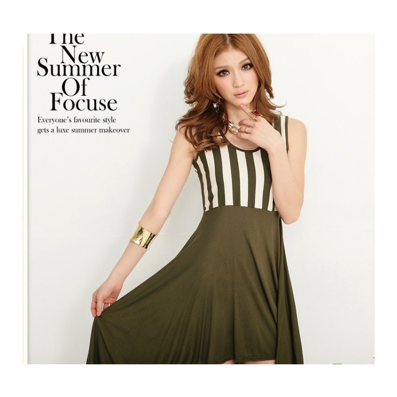 WD21384 Sleeveless Dress Green