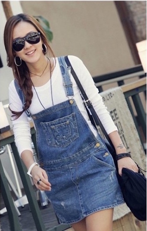 WD21392 Fashion Denim Dress Blue