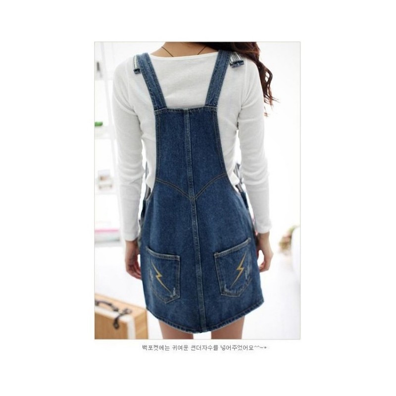 WD21392 Fashion Denim Dress Blue