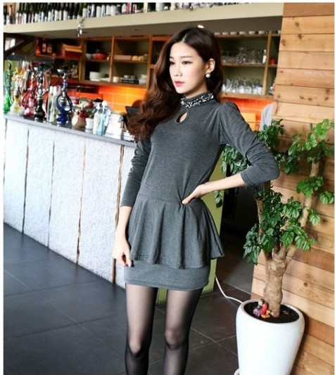 SD21394 Korea Fashion Dress Grey