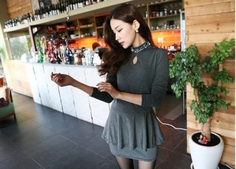 SD21394 Korea Fashion Dress Grey