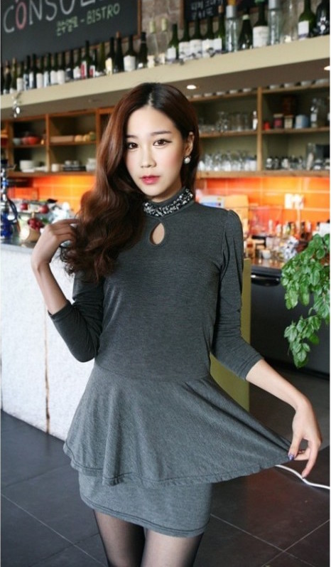 SD21394 Korea Fashion Dress Grey