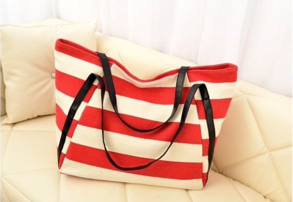 WB21397 Fashion Stripe Handbag Red