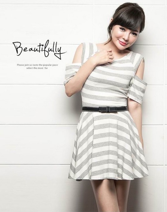 WD21405 Korea Fashion Dress Grey