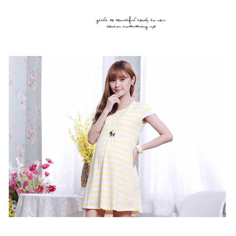 WD21414 Fashion Maternity Dress Yellow