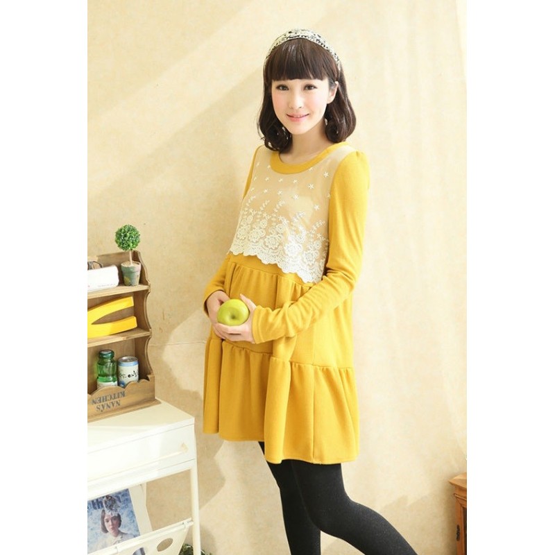 WD21415 Lovely Maternity Dress Yellow