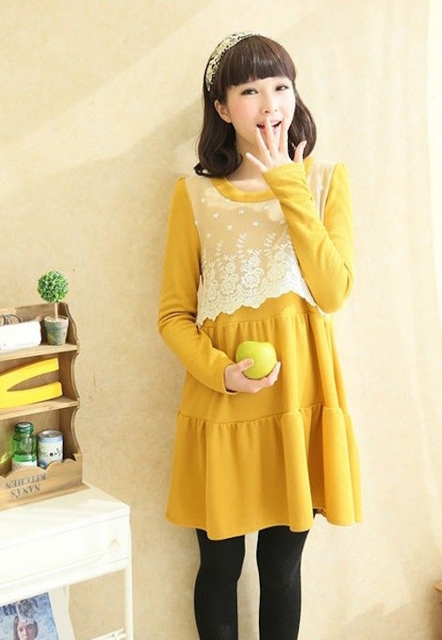 WD21415 Lovely Maternity Dress Yellow