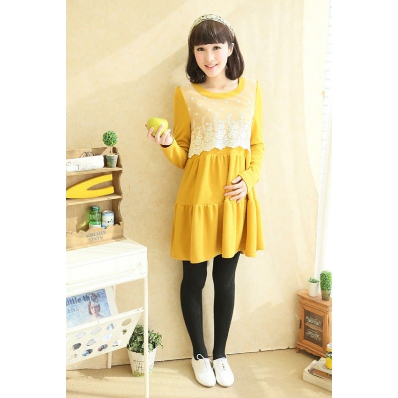 WD21415 Lovely Maternity Dress Yellow