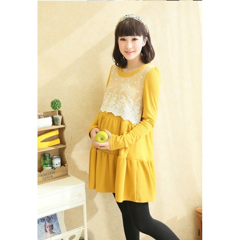 WD21415 Lovely Maternity Dress Yellow