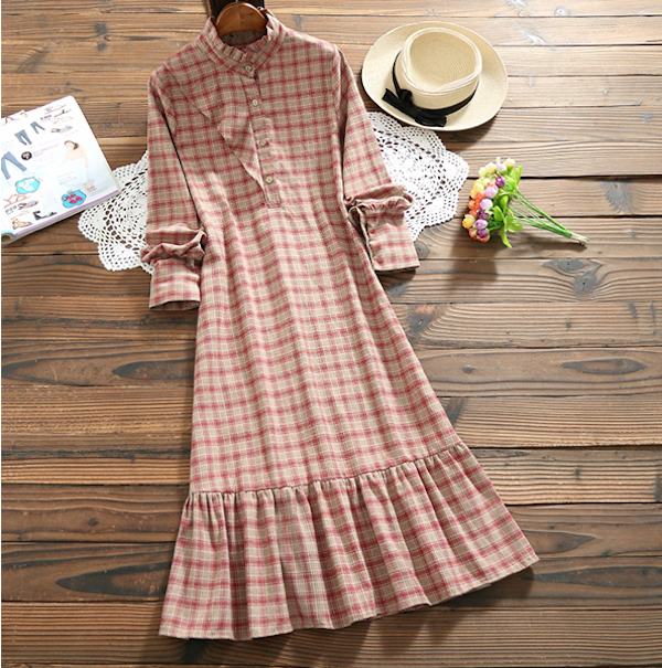 GW2222 Classic Checker Dress Red