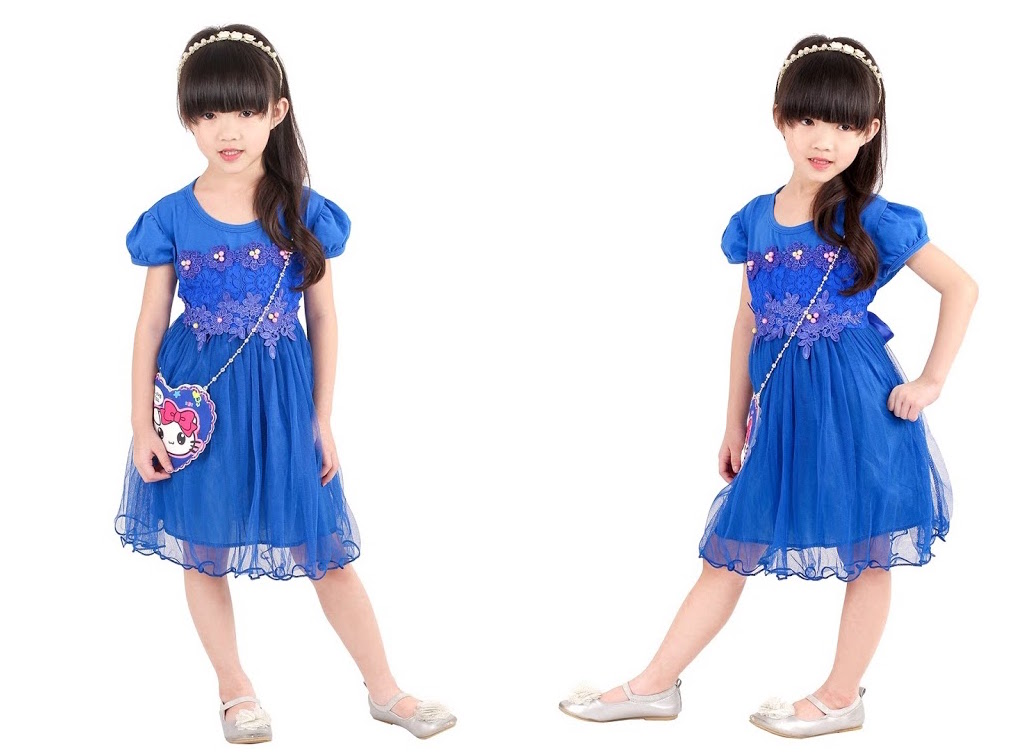 QA-382 Adorable Dress With Sling Bag Blue