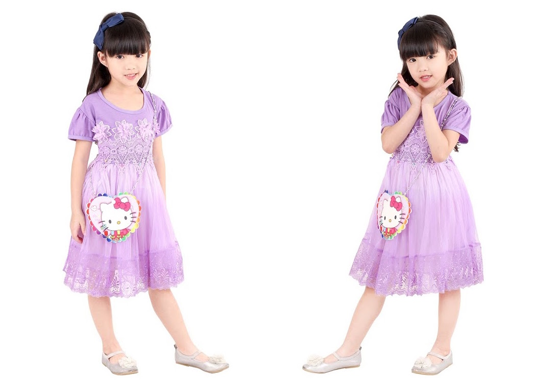 QA-383 Lovely Dress With Sling Bag Purple