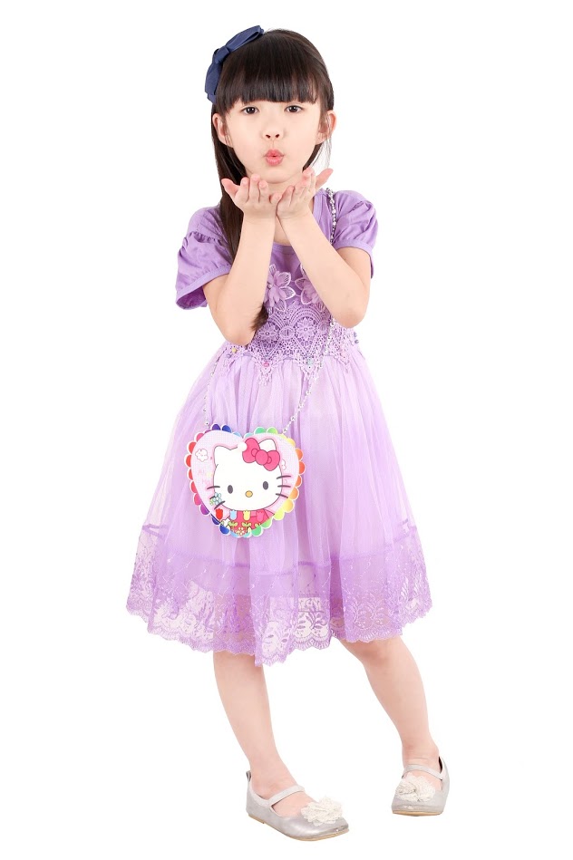 QA-383 Lovely Dress With Sling Bag Purple