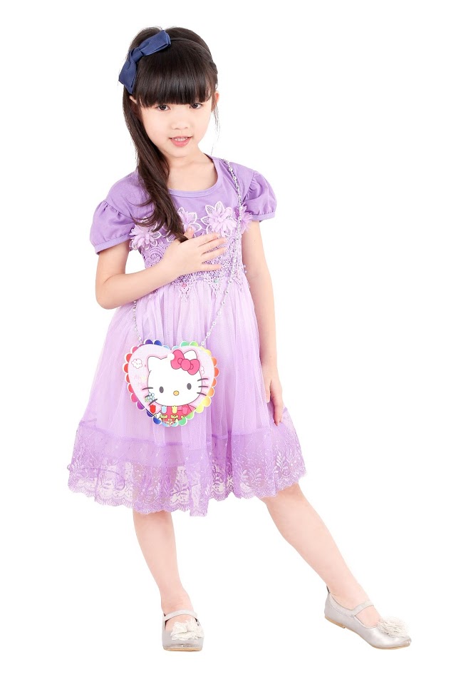 QA-383 Lovely Dress With Sling Bag Purple