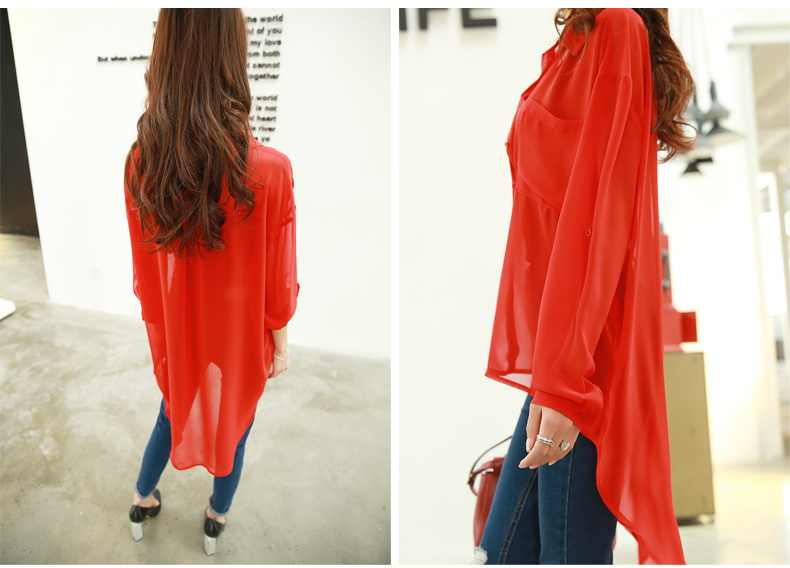 JW5027 Chiffon Fishtail Blouse Red