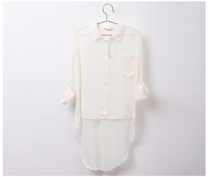 JW5027 Chiffon Fishtail Blouse White