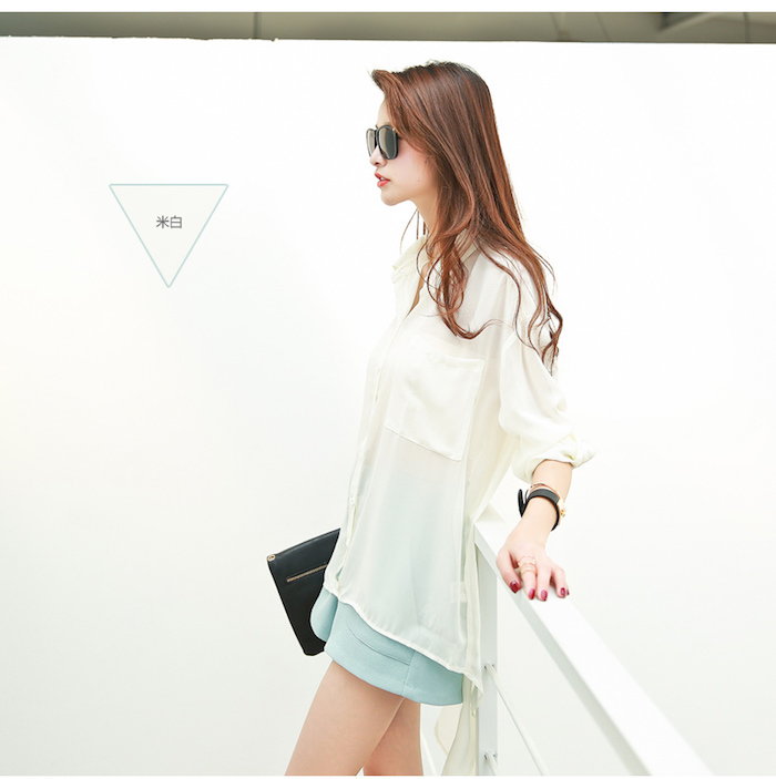 JW5027 Chiffon Fishtail Blouse White