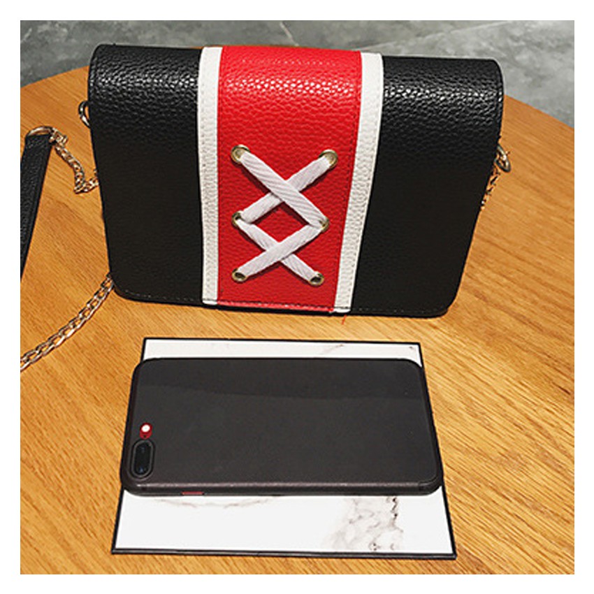 KW80285 Trendy Women Shoulder Bag Black Red 