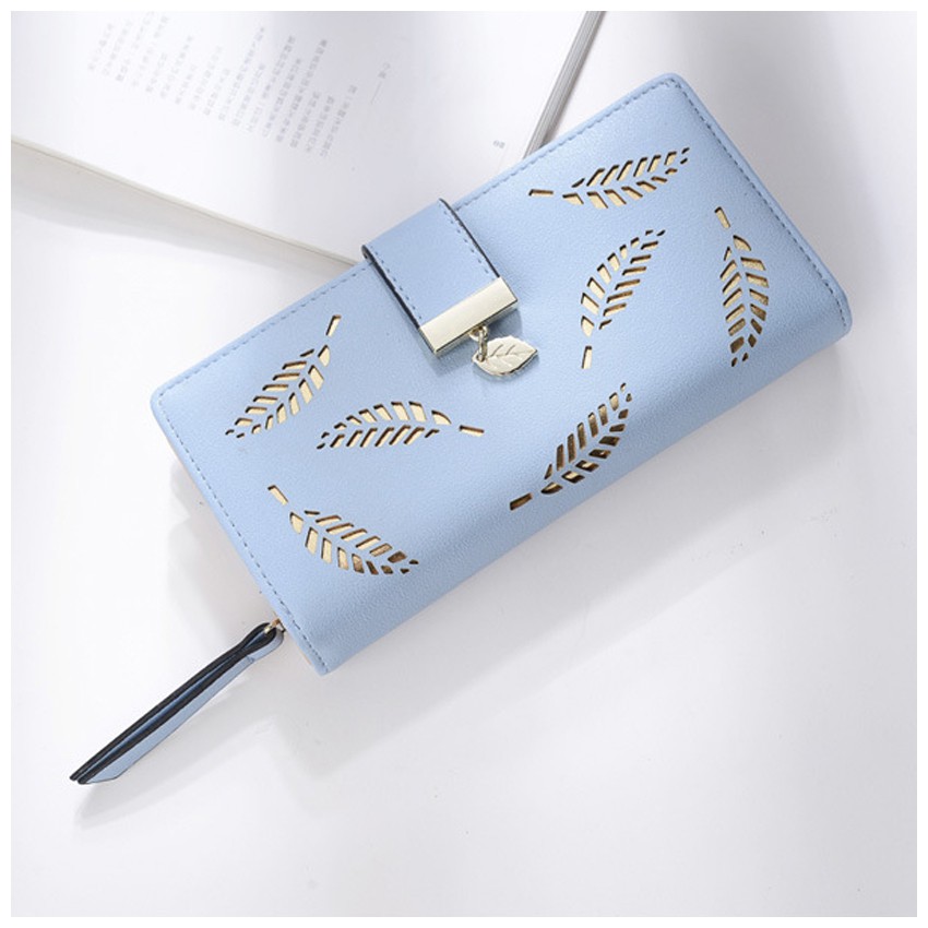 KW80300 Women Feather Long Purse Blue