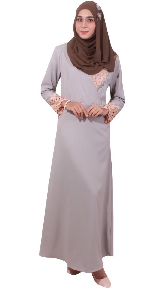 MH018 Pretty Jubah Dark Grey