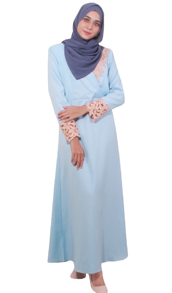 MH018 Pretty Jubah Soft Blue