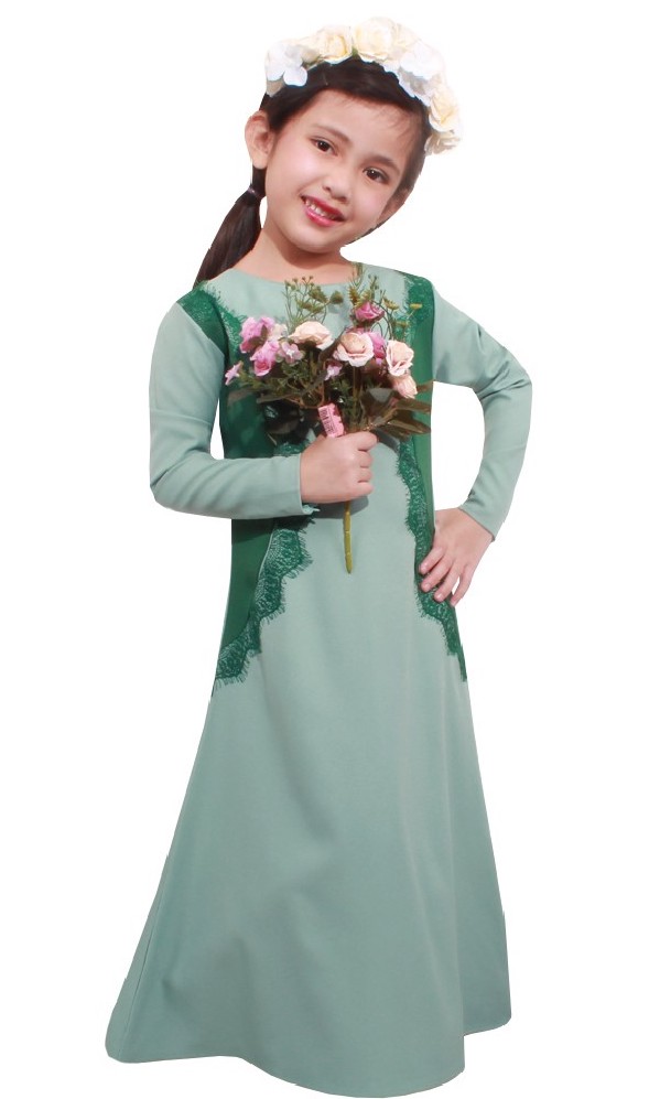 MH019 Pretty Kid's Dress Soft Green