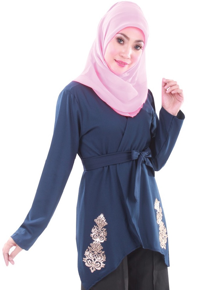 MH023 Trendy Blouse Navy Blue