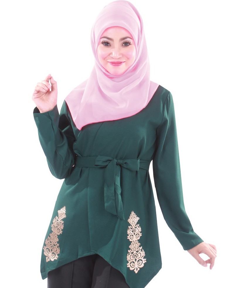 MH023 Trendy Blouse Navy Green