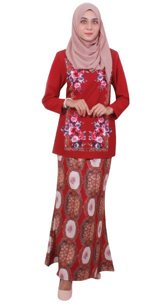 MH040 Lovely Baju Kurung Maroon