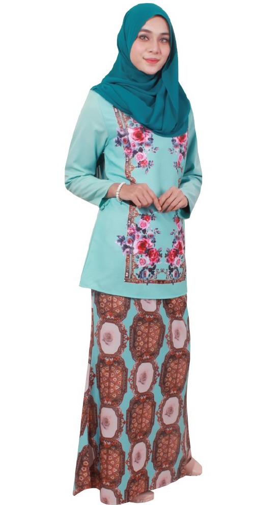 MH040 Lovely Baju Kurung Soft Blue