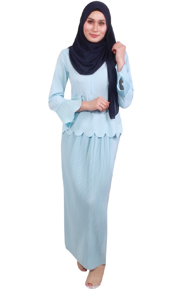 MH048 Trendy Baju Kurung Soft Blue