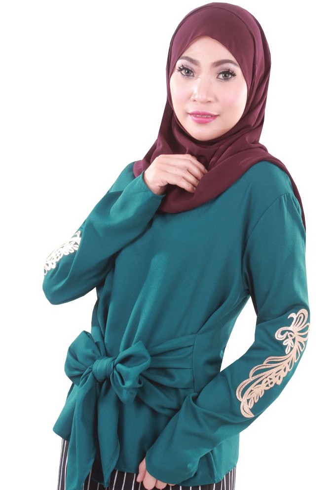 MH055 Fashion Blouse Navy Green