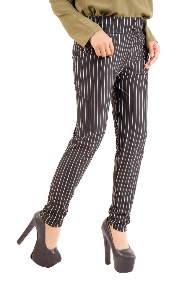 QA-386 Ladies Casual Striped Pant Bold Stripes