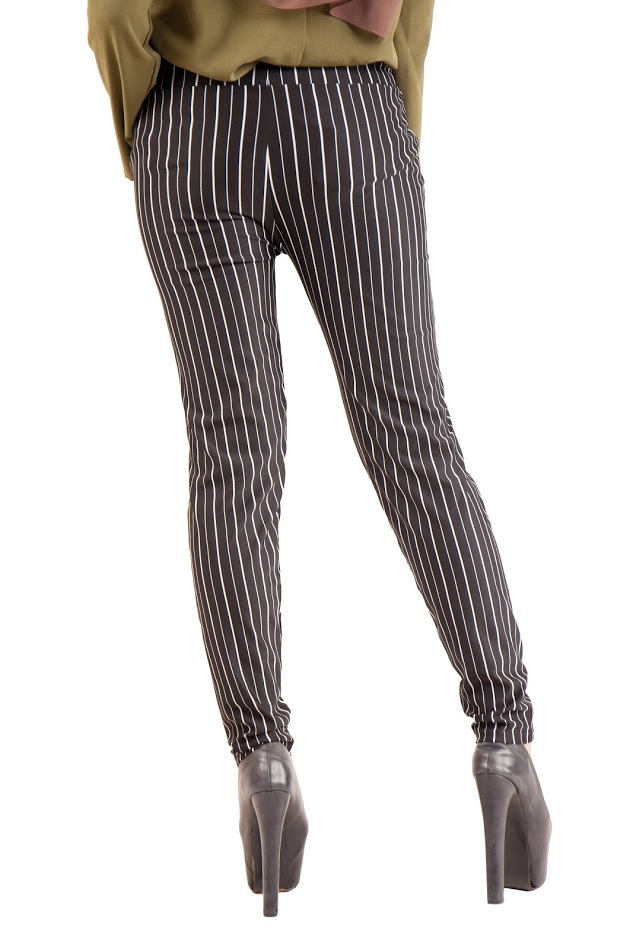 QA-386 Ladies Casual Striped Pant Bold Stripes