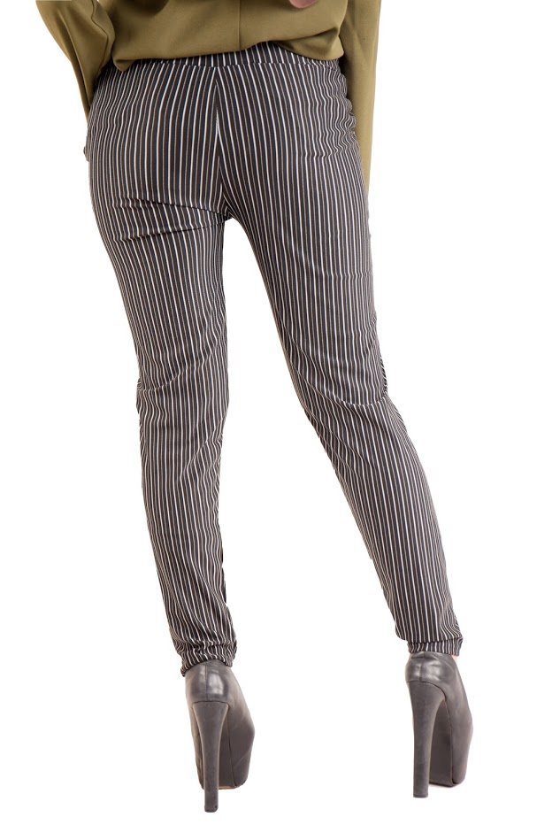 QA-386 Ladies Casual Striped Pant Bold Thin