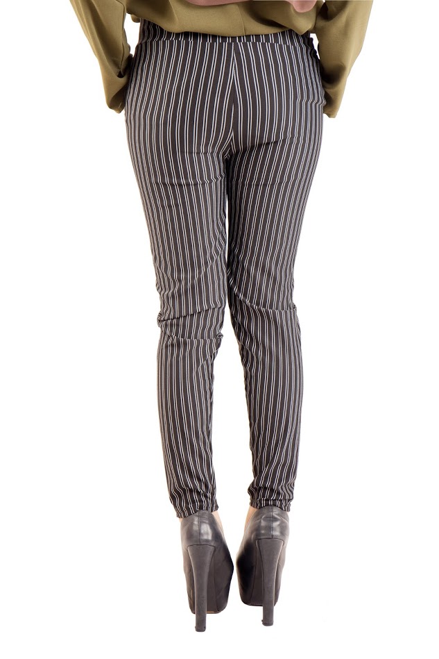 QA-386 Ladies Casual Striped Pant Double Stripes