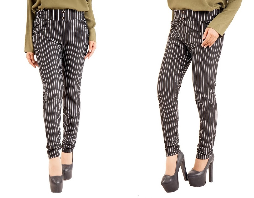 QA-386 Ladies Casual Striped Pant Bold Stripes