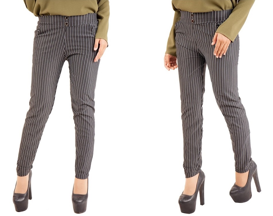 QA-386 Ladies Casual Striped Pant Bold Thin