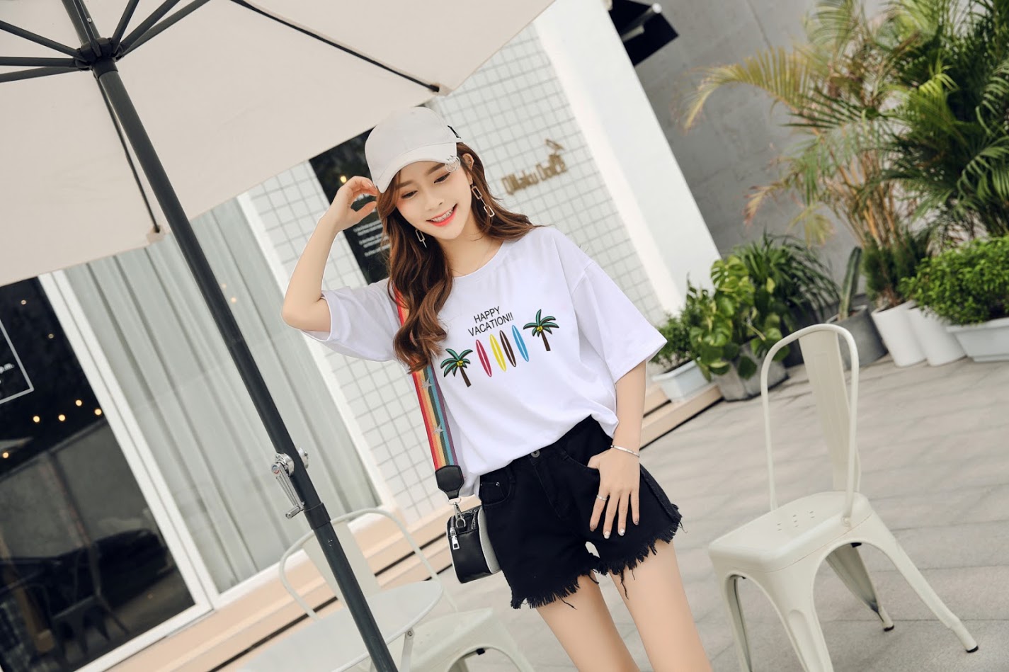 QA-391 Women Casual Graphic Shirt Vacation