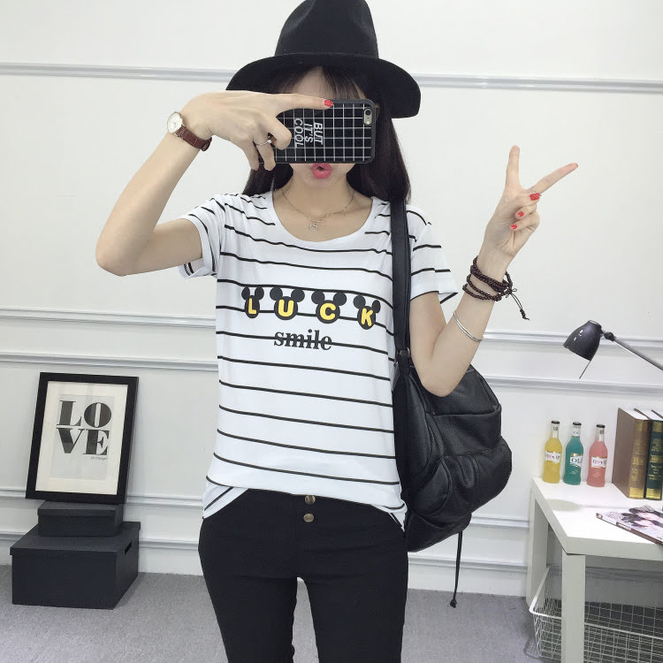 QA-392 Women Korean Fashion Casual Top Smile