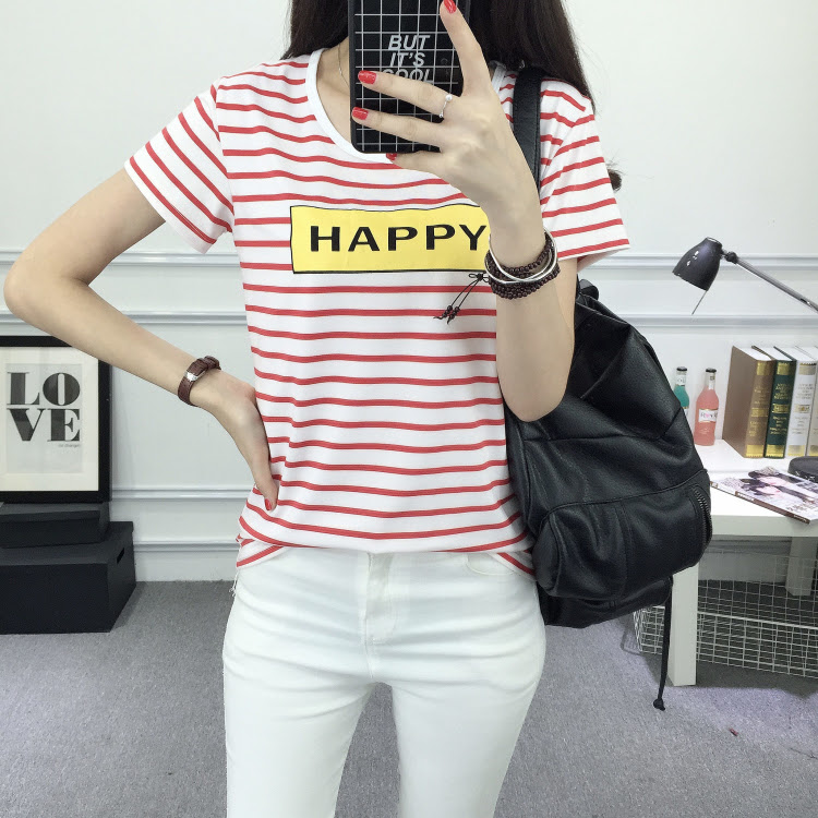 QA-392 Women Korean Fashion Casual Top Happy