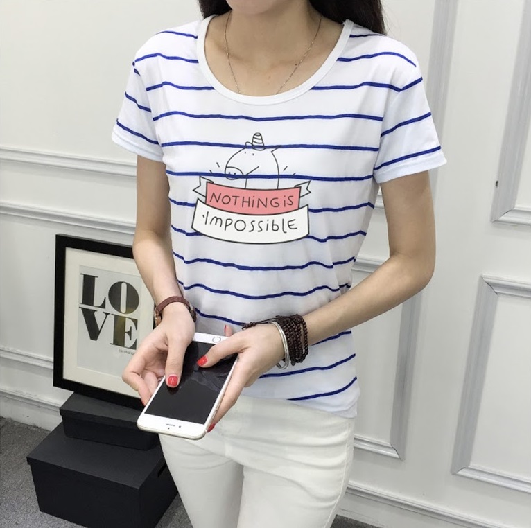 QA-392 Women Korean Fashion Casual Top Nothing Impossible