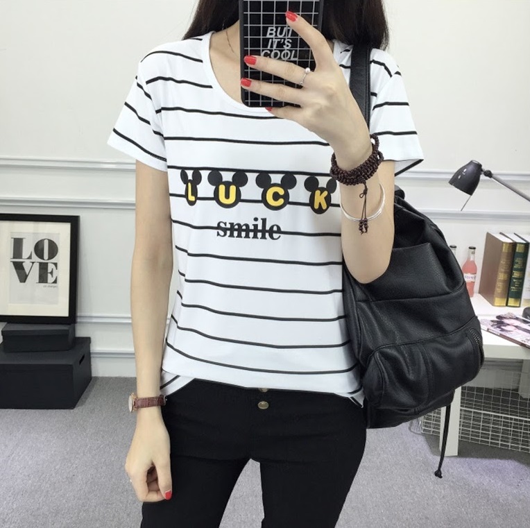 QA-392 Women Korean Fashion Casual Top Smile