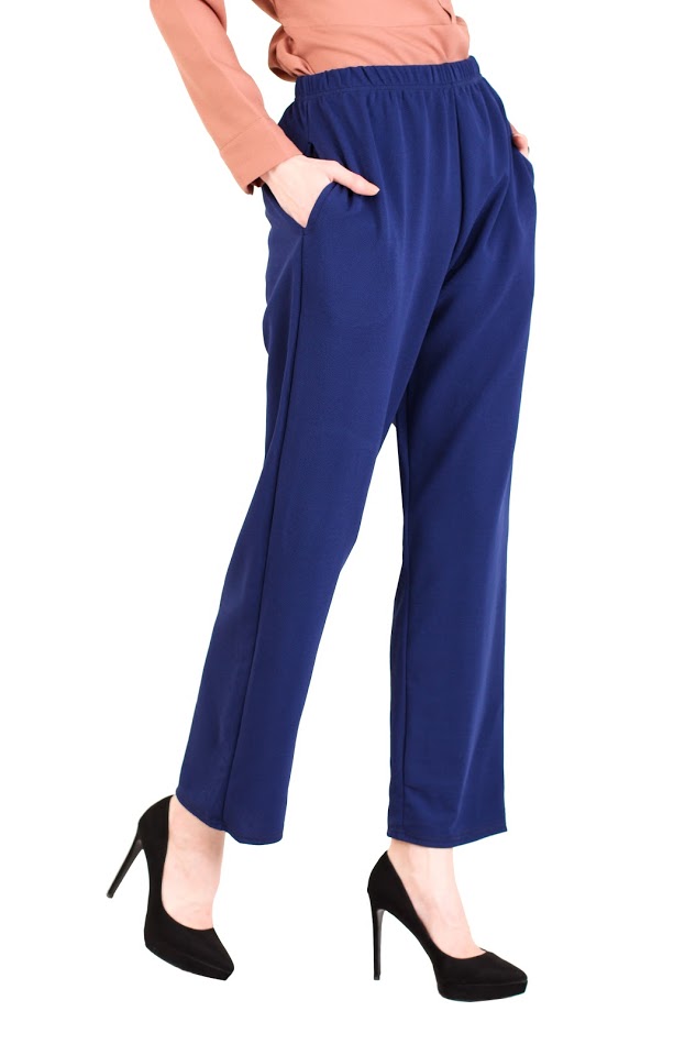 QA-394 Women Straight Cut Pant Blue