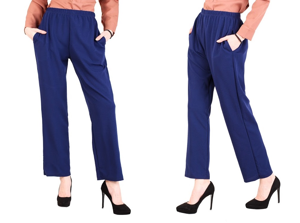 QA-394 Women Straight Cut Pant Blue