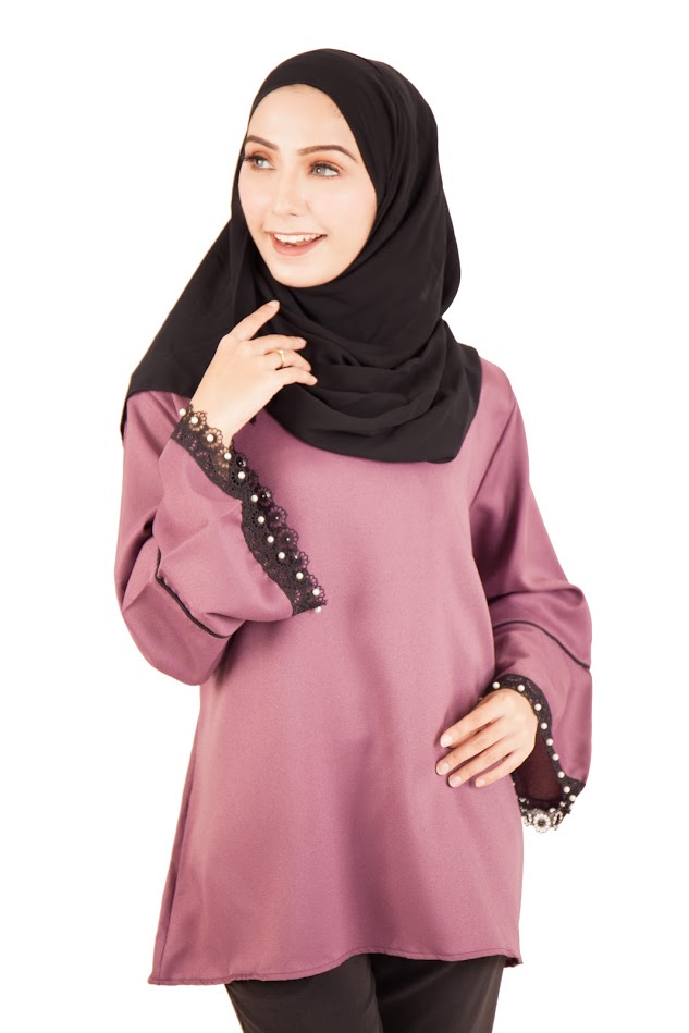 QA-396 Fluted Sleeves Women Blouse Dust Purple