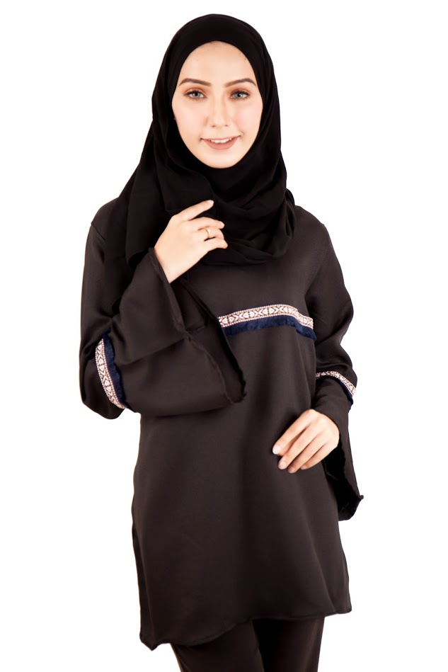 QA-397 Women Muslimah Blouse Black