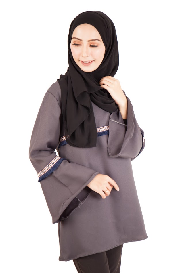 QA-397 Women Muslimah Blouse Brown