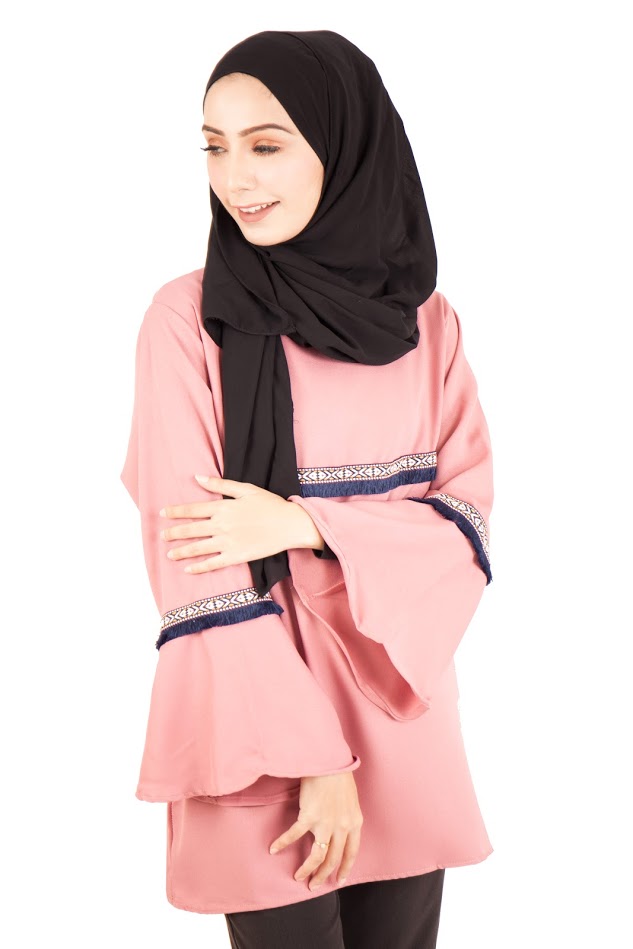 QA-397 Women Muslimah Blouse Dust Pink